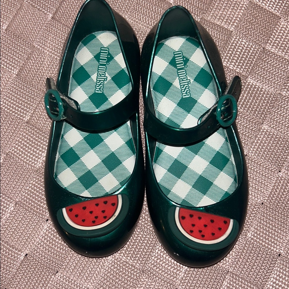 Mini Melissa Kids Dark Green Watermelon Dress Shoes